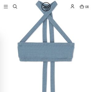 WeWoreWhat Toe Halter Wide Rib Bra Top Storm